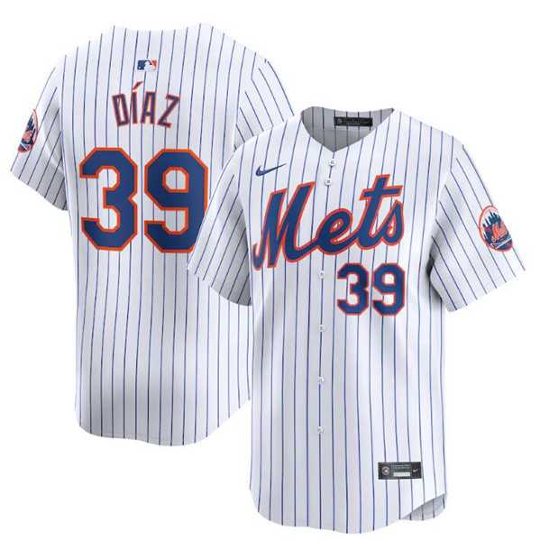 Mens New York Mets #39 Edwin Diaz White 2024 Home Limited Stitched Baseball Jersey Dzhi